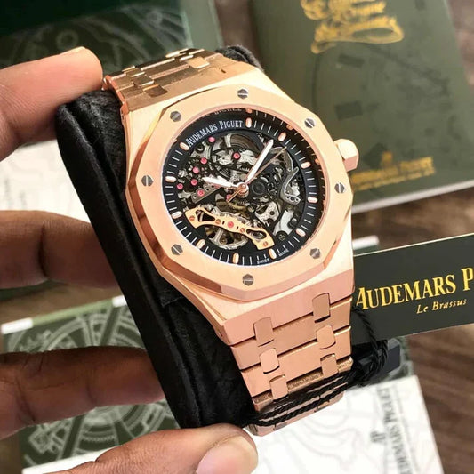Audemars Piguet Royal Oak Double Balance Wheel Open worked Rose gold Skeleton Dial Automatic Mens Watch